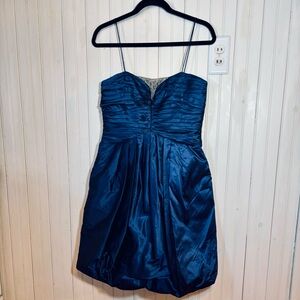 Elegant Blue Silk Dress by Badgley Mischka size 8, flirty & Fun